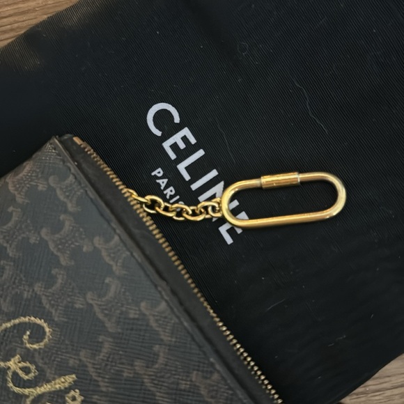 Celine authentic coin and card pouch IN TRIOMPHE CANVAS WITH CELINE PRINT - Picture 2 of 3